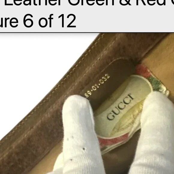 Gucci GG Sherry Line Green & Red Converted Crossbody Bag with Unbranded Pouch - Picture 13 of 14